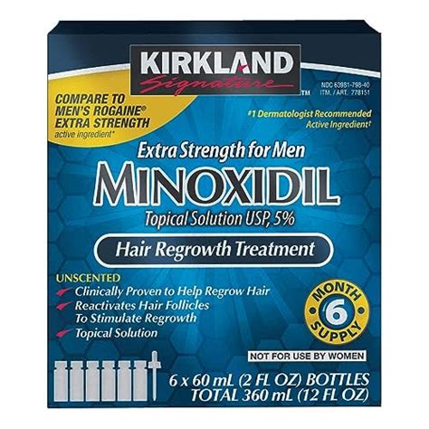 Minoxidil-5% Extra Strength Hair Regrowth for Men, 6 Month Supply ...