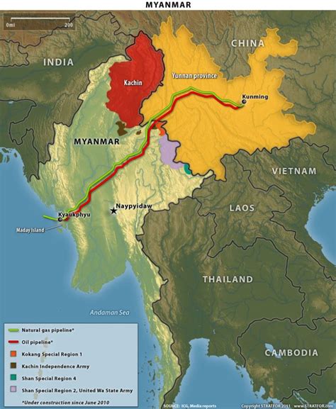 Areas Controlled by the KIA and by Naypyidaw in Kachin state, Myanmar