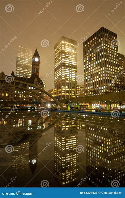 Toronto City Hall at night stock image. Image of city - 13307623