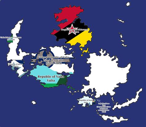 My own fantasy map showing all the flags. If you want your fictional country shown, send the ...