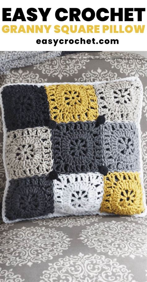 Granny Square Crochet Pillow Pattern - Easy Crochet