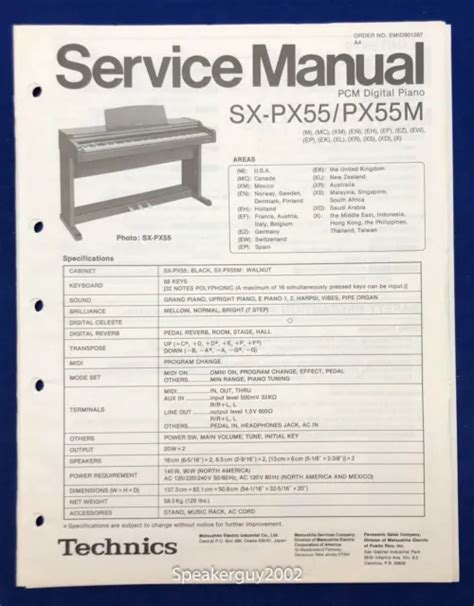 ORIGINAL TECHNICS PCM Digital Piano Service Manual / SX-PR50V $34.88 ...