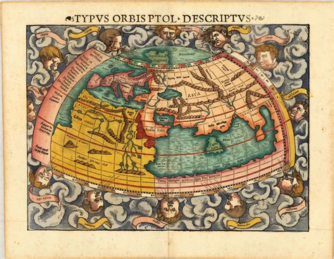 1552 Ptolemy world map by Sebastian Münster -HD… Old Maps, Antique Maps, Vintage World Maps ...