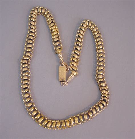 GEORGIAN antique 15k yellow gold chain with box clasp, circa 1800 ...