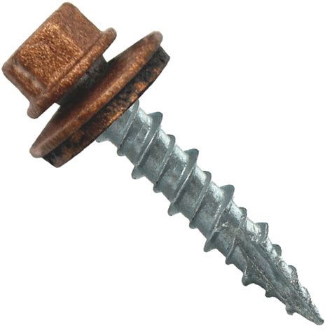 Metal ROOFING SCREWS: (250) 10 x 1" Copper Hex Head Sheet Metal Roof Screw. Self starting metal ...