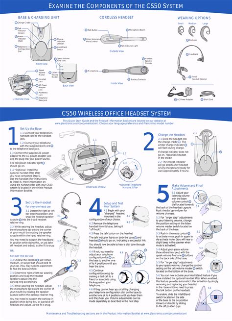 PDF manual for Plantronics Headset CS50