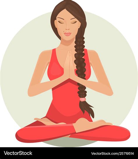 Cartoon girl in yoga lotus practices meditation Vector Image