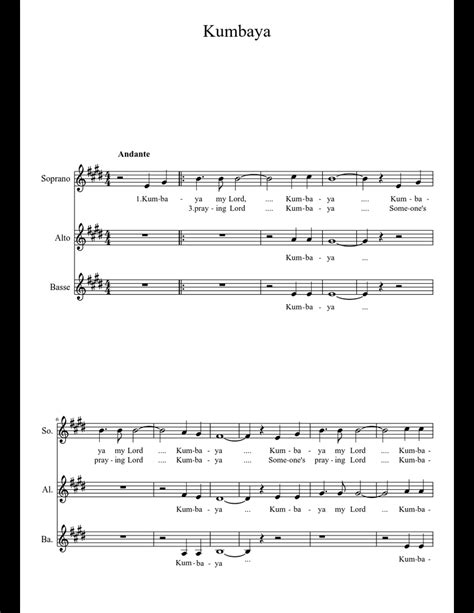 Kumbaya sheet music for Piano download free in PDF or MIDI