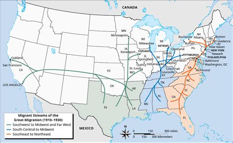 Map: Migrant Streams of the Great Migration, 1910-1930 | Bill of Rights ...