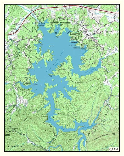 1988 Map of Blue Ridge Lake Georgia - Etsy