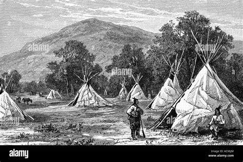 geography/travel, USA, people, Native Americans, tribes, Comanche, camp, engraving after drawing ...