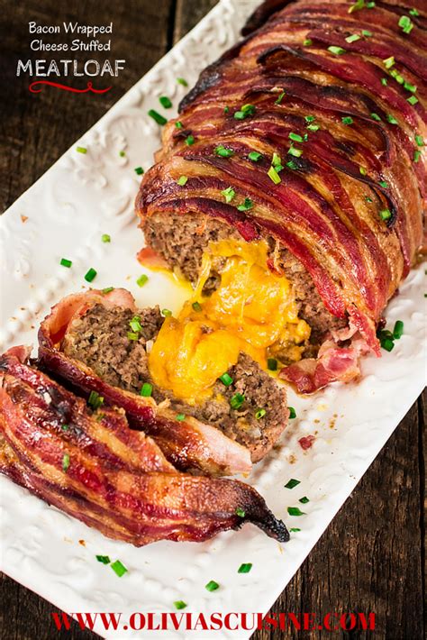 Bacon Wrapped Cheese Stuffed Meatloaf - Olivia's Cuisine