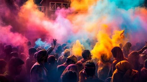 Premium Photo | Holi color festival Celebrating dances Throwing colored ...