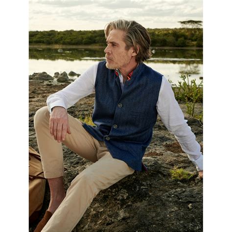 Koy Clothing Mara Navy Wool Herringbone Gilet | Jarrolds, Norwich