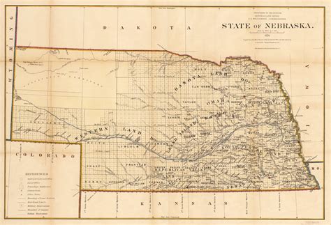 Antique Map of the State of Nebraska 1876 : nwcartographic.com – New World Cartographic