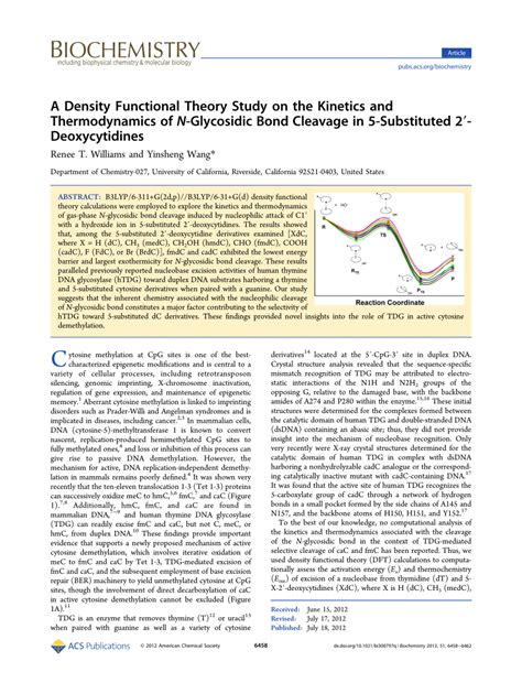 (PDF) A Density Functional Theory Study on the Kinetics and Thermodynamics of N-Glycosidic Bond ...