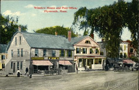 Winslow House and Post Office Plymouth, MA Postcard