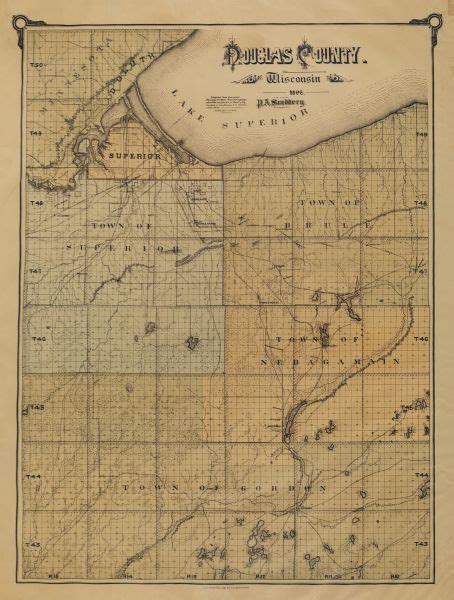 Douglas County Wisconsin Map Or Atlas Wisconsin Historical Society - CountyGISMap.com