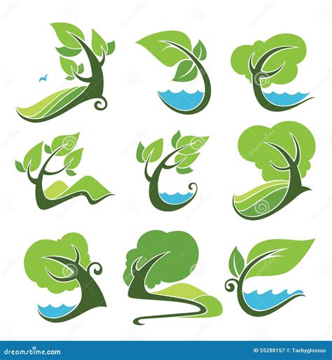 Nature symbols stock vector. Illustration of bird, form - 55288157