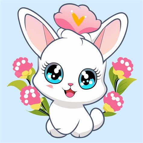 Premium Vector | Llustrate a charming fluffy bunny surrounded