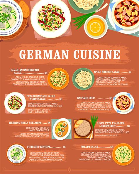 German cuisine menu Germany restaurant food dishes 23842908 Vector Art ...