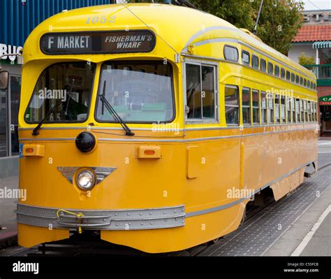 San Francisco Historic tram on the F line from Fisherman's Wharf to Market Street California ...