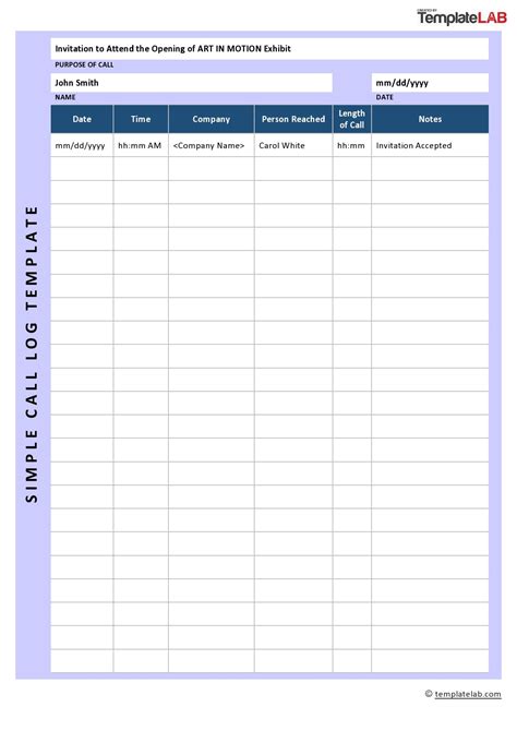 20+ Printable Call Log Templates [Word,Excel,PDF] - TemplateLab