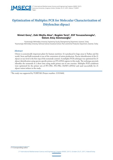 (PDF) Optimization of Multiplex PCR for Molecular Characterization of ...