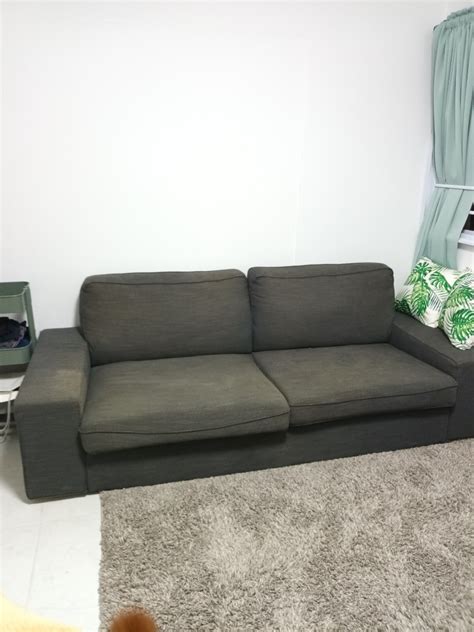 2 Seater Fabric Sofa (Grey), Furniture & Home Living, Furniture, Sofas on Carousell