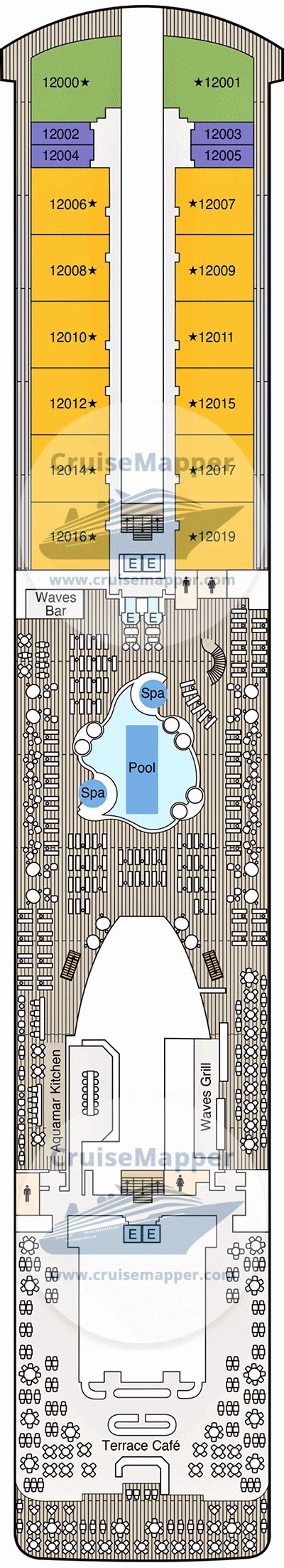 Oceania Allura deck 12 plan | CruiseMapper