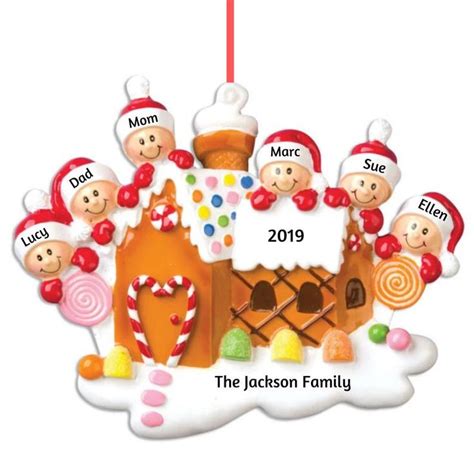 Family of 6 Christmas Ornament Six Elves in a Gingerbread - Etsy | Personalized christmas tree ...