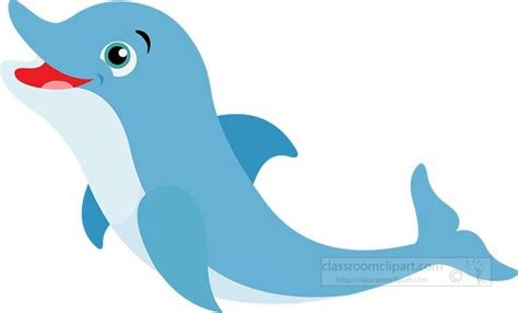 Dolphin Clipart-cartoon dolphin with open mouth and blue eyes