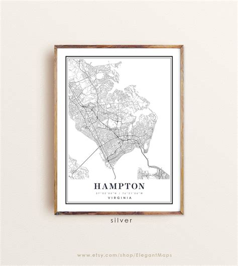 Hampton Virginia map Hampton VA map Hampton city map | Etsy