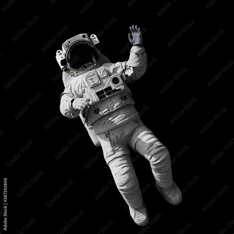 astronaut floating in outer space, isolated on black background Stock ...