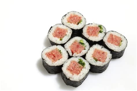 Sushi Rolls with Minced Fatty Tuna and Spring Onion Stock Photo - Image of minced, table: 169437062