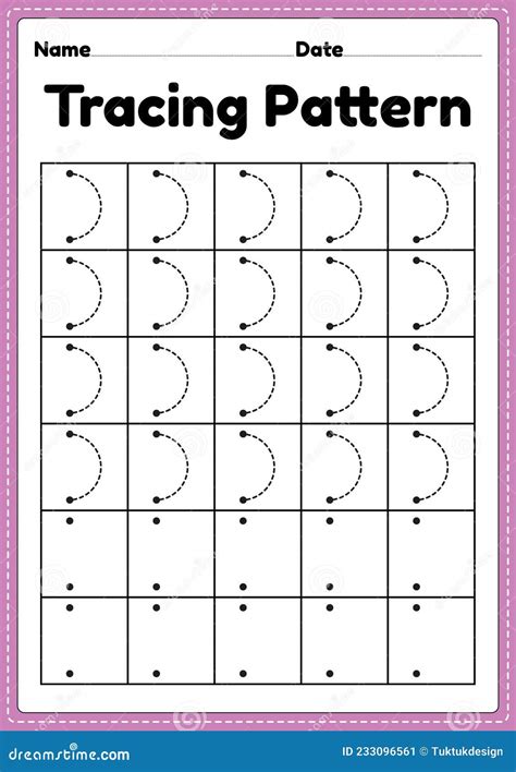 Tracing Pattern Right Curve Lines Worksheet for Kindergarten, Preschool ...