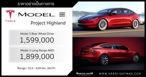 ราคาอย่างเป็นทางการ Tesla Model 3 Minorchange (Highland) : 1,599,000 ...