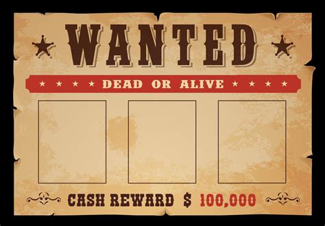 Western dead or alive wanted poster with reward 21022527 Vector Art at ...