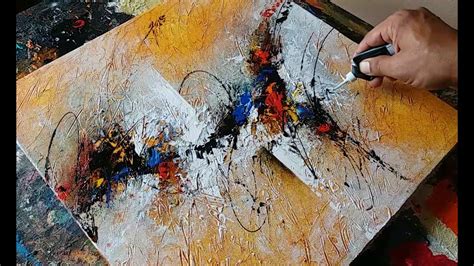 Abstract painting / textured with gesso / Acrylic abstract painting demonstration - YouTube