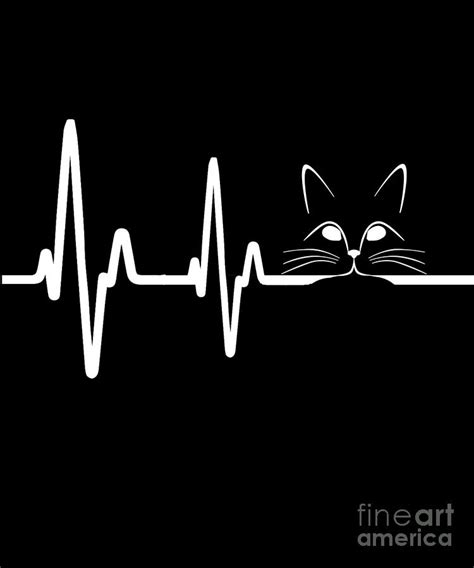 Funny Cat Heartbeat Gift for Cat Lovers Digital Art by Martin Hicks - Pixels