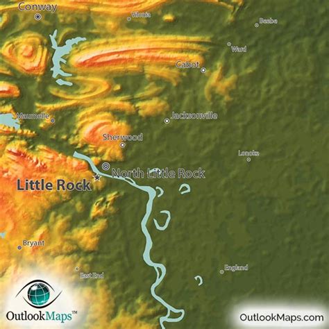 Colorful Map of Arkansas | 3D Physical Topography