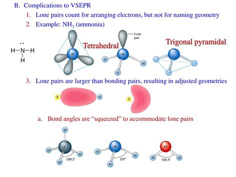 PPT - I. VSEPR = Valence Shell Electron-Pair Repulsion Electron pairs ...