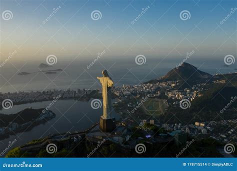 Monument of the Christ the Redeemer in a Sunrise Light Editorial Stock ...