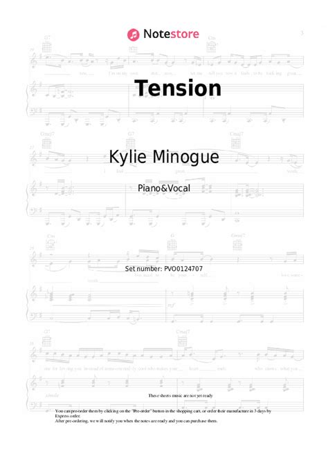 Tension piano sheet music and voice Kylie Minogue in Note-Store.com ...