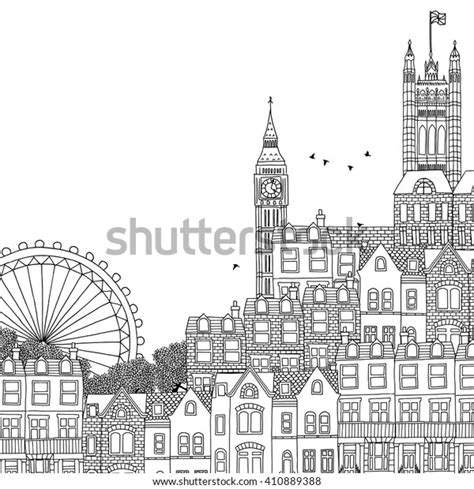 Hand Drawn Black White Illustration London Stock Vector (Royalty Free ...