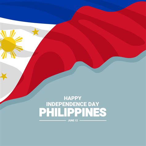 Philippines independence day greeting card, design element waving flag as symbol of independence ...