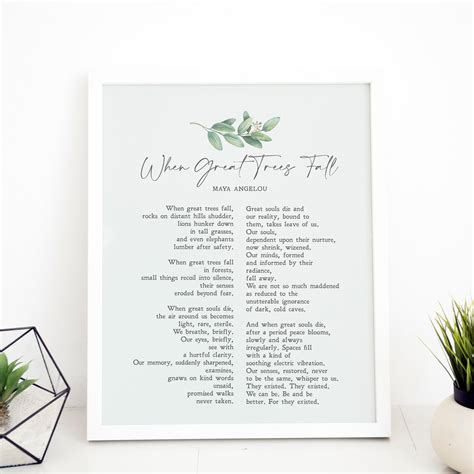 When Great Trees Fall Poem Quote a4 Print Grief Sympathy Gift INSTANT ...