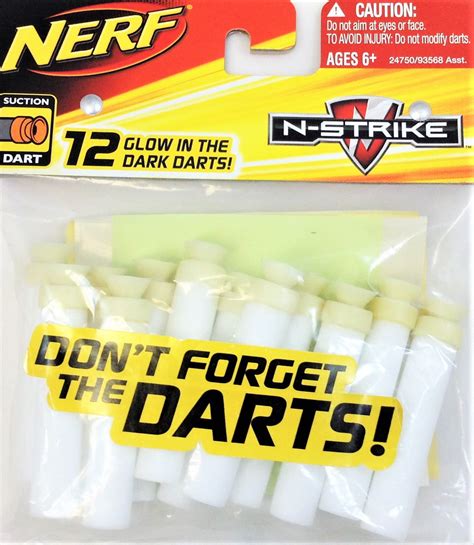 Official Nerf N-Strike Elite Series Glow in the Dark Suction Darts 12 ...