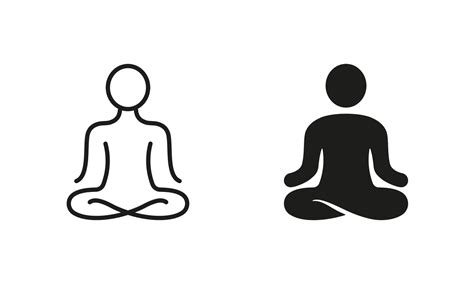 Yoga Position Silhouette and Line Icon Set. Meditate Relax Pictogram. Spiritual Chakra Zen Icon ...