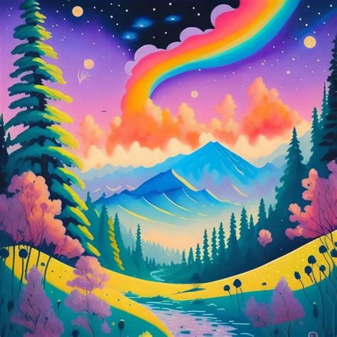 Rainbow Landscape Painting